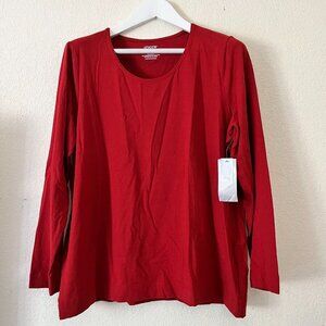 Chico's Womens Long Sleeve The Ultimate Tee Shirt Size 3 US XL Red Stretch New